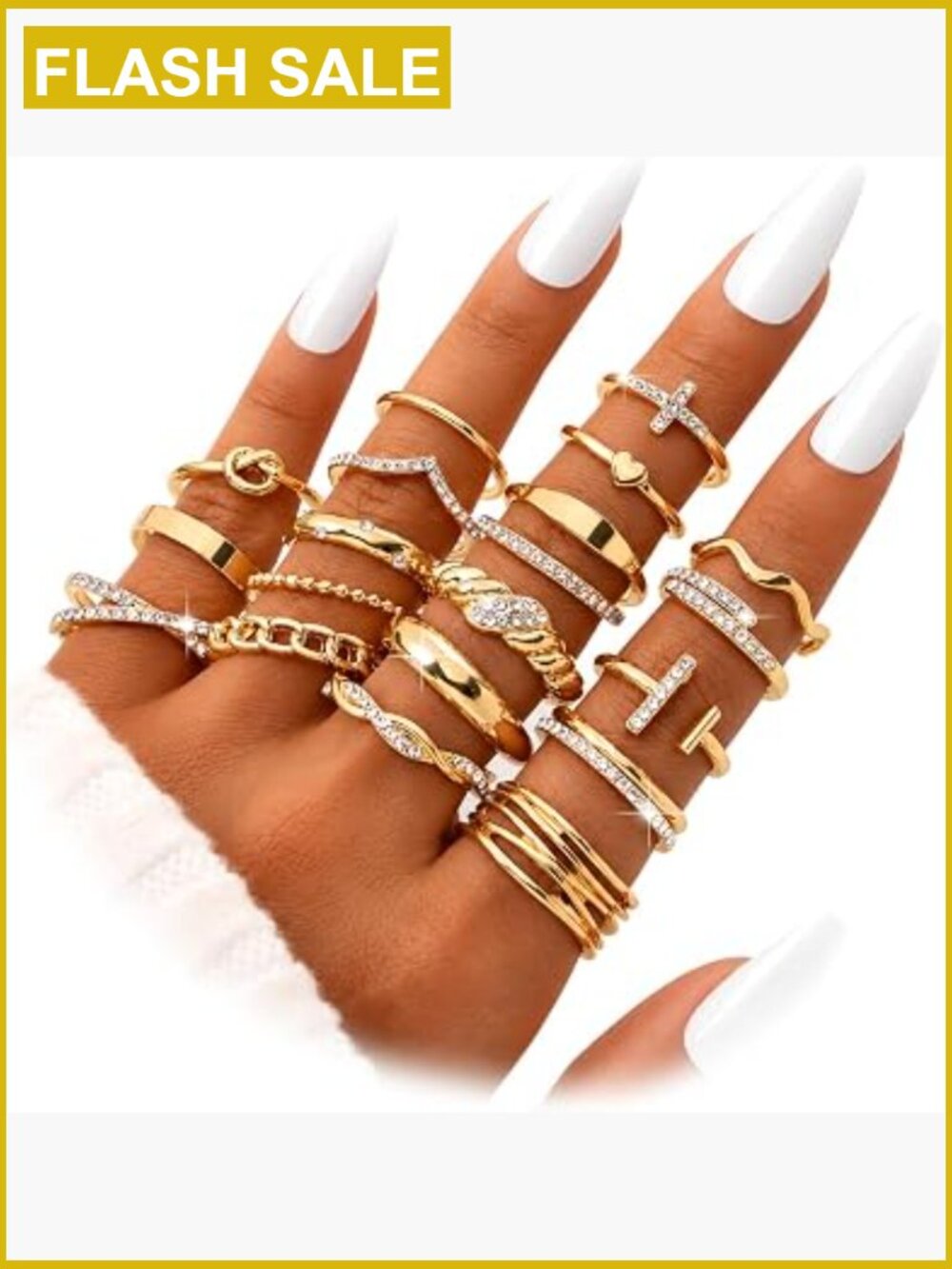 20 Pc Gold Stackable Ring Set - Dainty & Chunky Mix, Knuckle/Midi